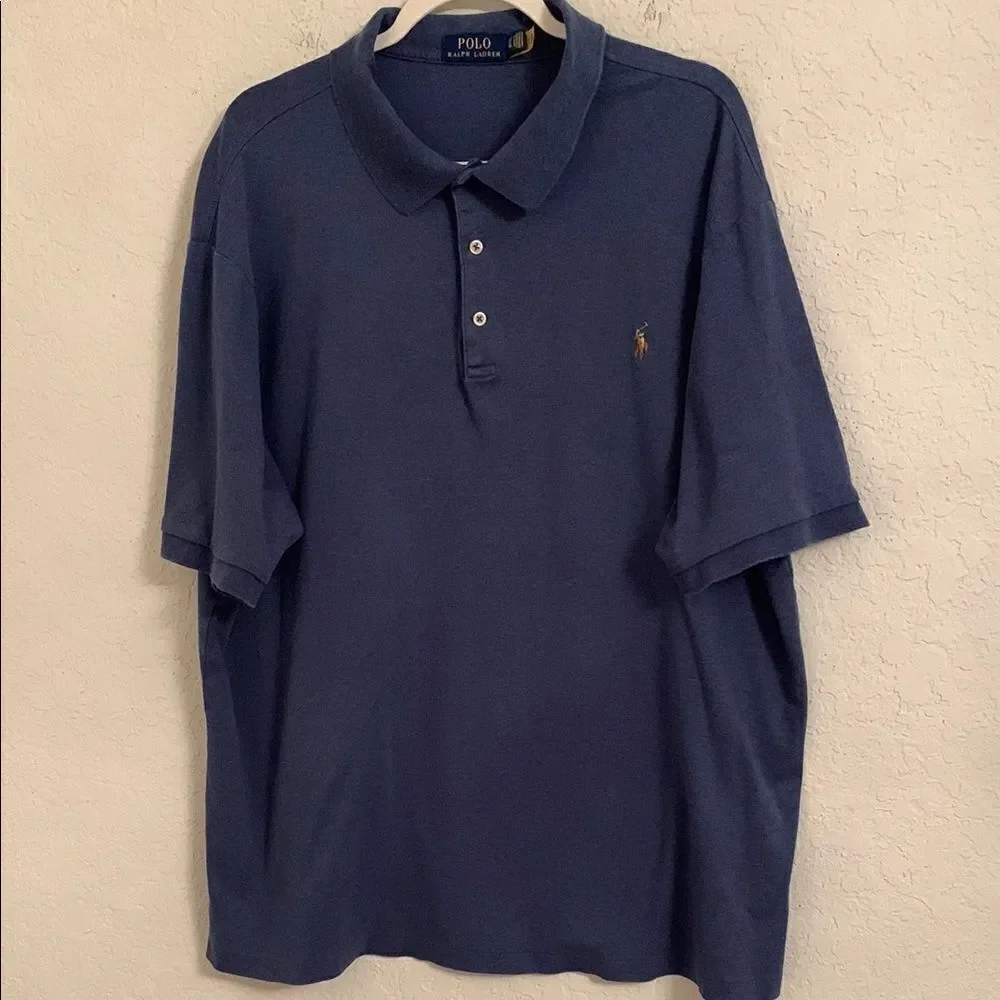 Polo Ralph Lauren Cotton Men's Navy Blue Shirt Logo Pony Polo Size 2XL